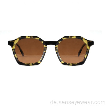 Benutzerdefinierte Logo Frauen UV400 -Schrägacetat polarisierte Sonnenbrille